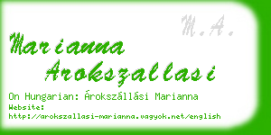 marianna arokszallasi business card
